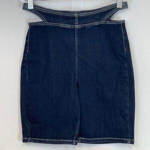 NWT Zara Shorts Women's Small Blue Denim Cut Out Cycling Dark Wash High-Rise
